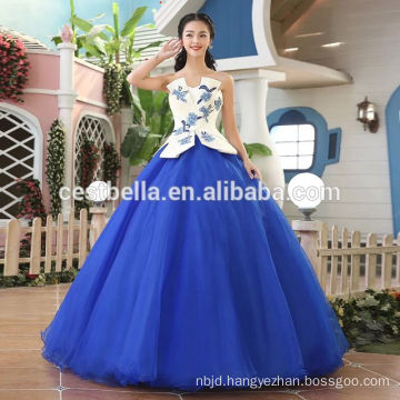 Hot sales elegant blue big ball gown design Berta wedding dress Sweetheart Blue Ball Gown Evening Gown